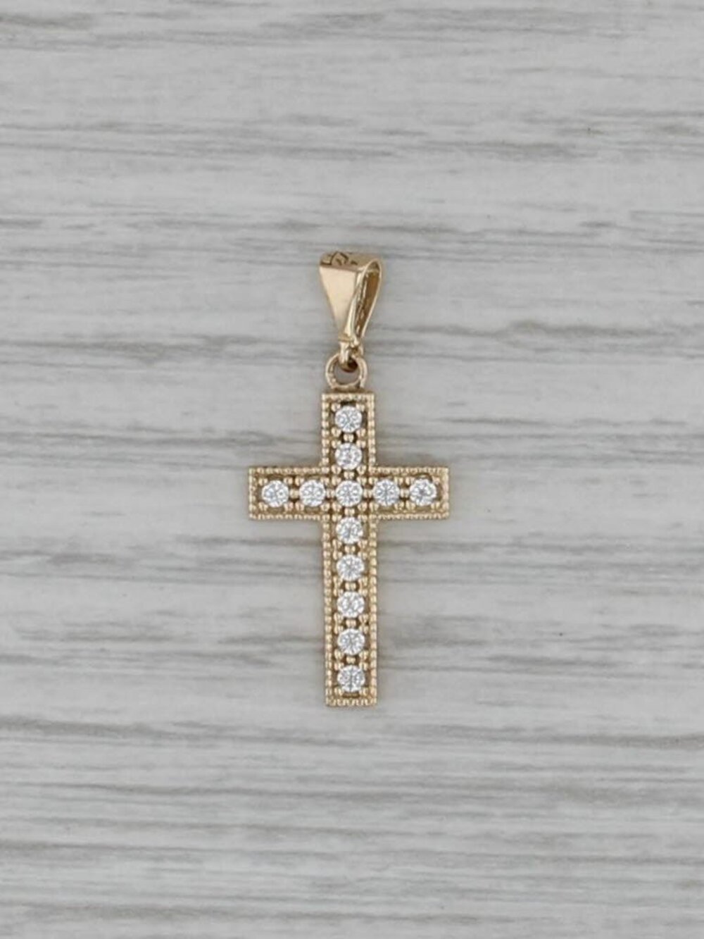 0.18ctw Cubic Zirconia Cross Pendant 14k Yellow Gold